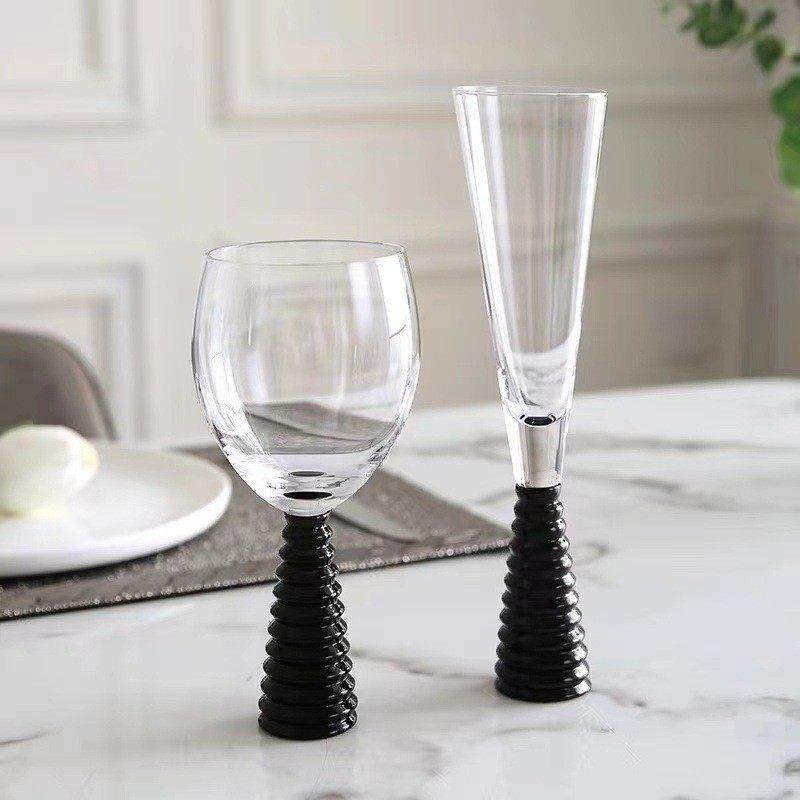 轻奢电镀螺纹红酒杯金银黑彩色玻璃高脚香槟杯样板间展厅宴会装饰,餐饮具,葡萄酒/红酒杯,淘宝优惠券,粉丝福利购,淘宝优惠卷