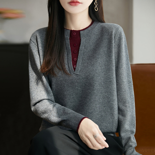 女装 春秋洋气上衣大码 秋冬毛衣 女2025新款 秋冬假两件针织打底衫