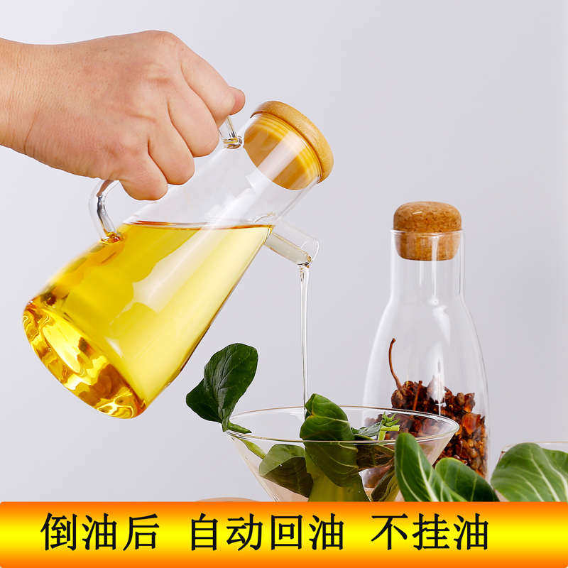 家用高硼硅防漏带盖带刻玻璃度油壶调味瓶酱油瓶子香油瓶醋壶量壶
