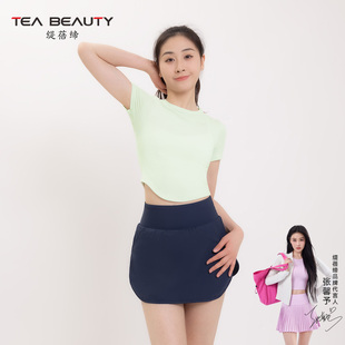 新款 Tea 2025夏季 衫 休闲T恤圆领上衣健身瑜伽服女 Beauty运动短袖