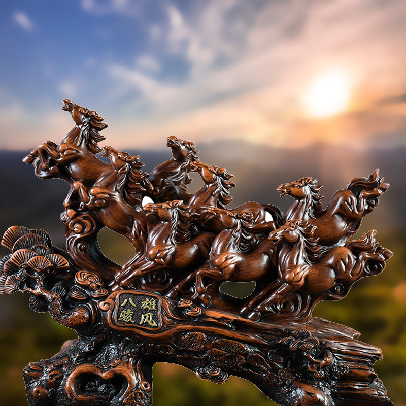 八骏马摆件老板办公室装饰桌面招财玄关八马雄风男士高档开业礼物