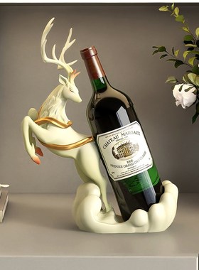 轻奢高级感福鹿红酒架摆件酒柜装饰品客厅餐边柜酒托乔迁新居礼品