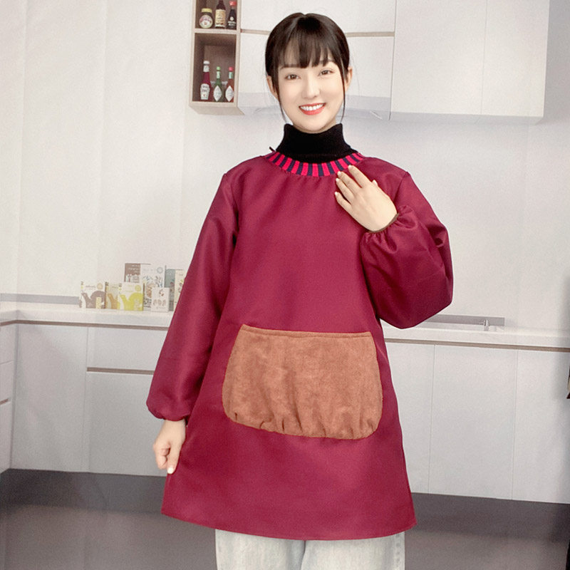 罩衣成人带袖围裙厨房家用防水防油水产食堂餐饮连帽反穿衣工作服