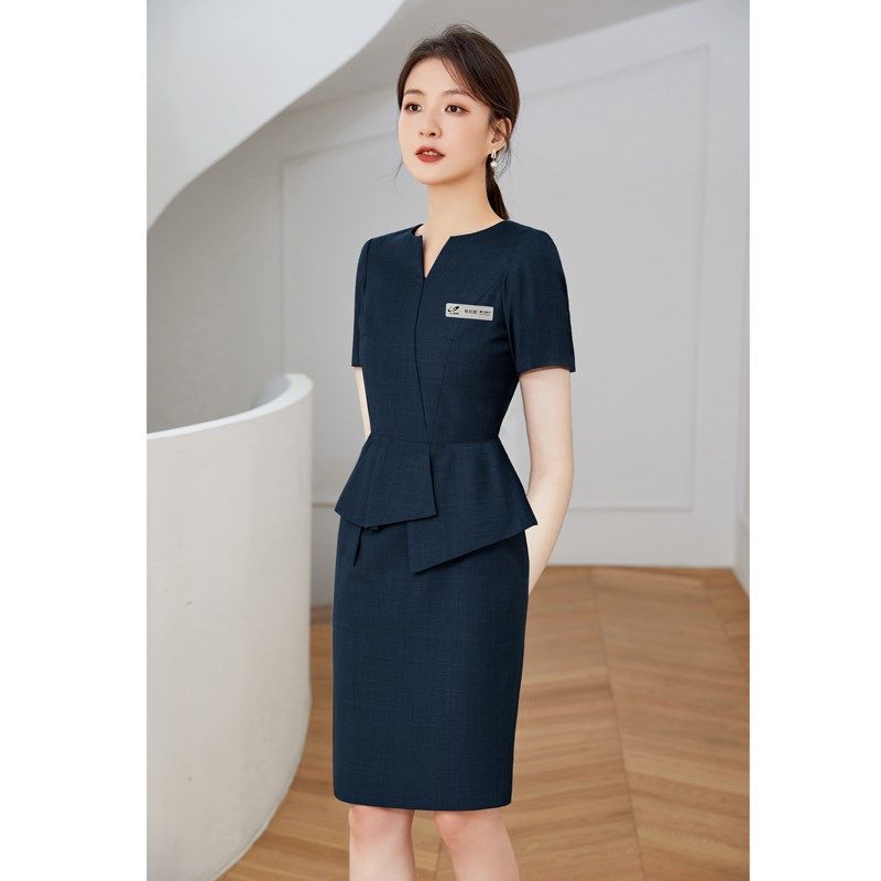 置业顾问连衣裙工作服新款售楼部工装高级感前台接待职业装灰色