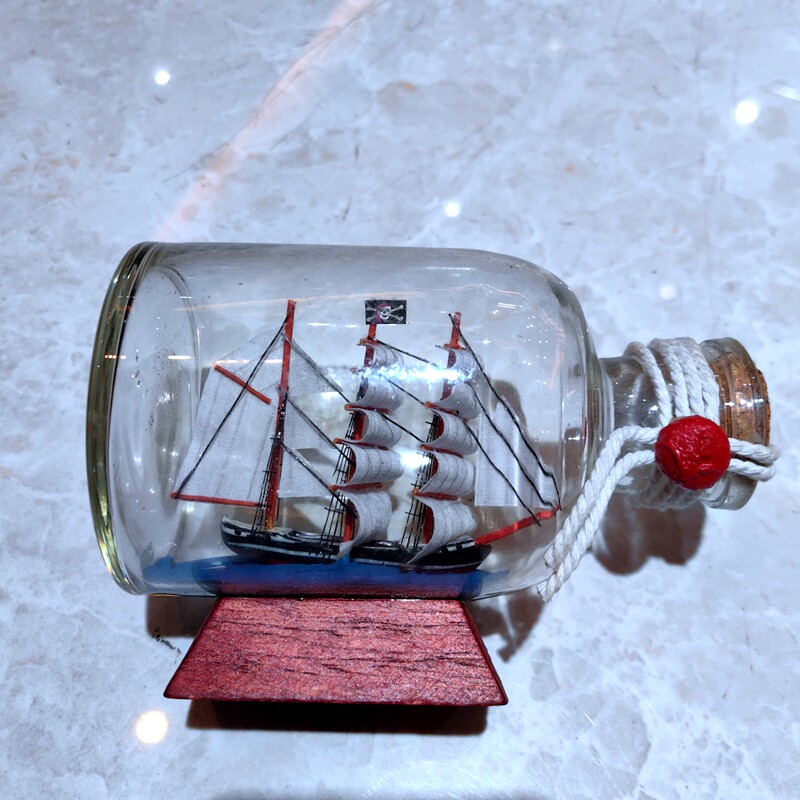 创意瓶中船模型玻璃瓶摆件瓶装船瓶中帆船家居装饰儿童礼品可刻字
