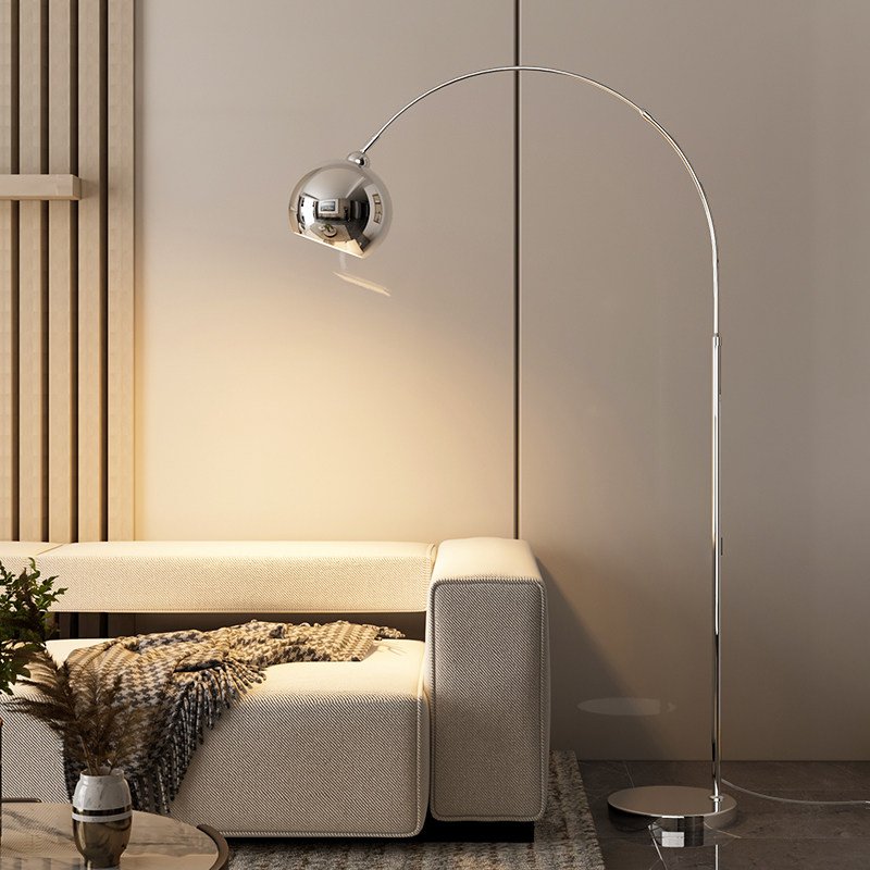 钓鱼灯落地灯客厅沙发旁边卧室银色包豪斯flos高级设计感轻奢台灯