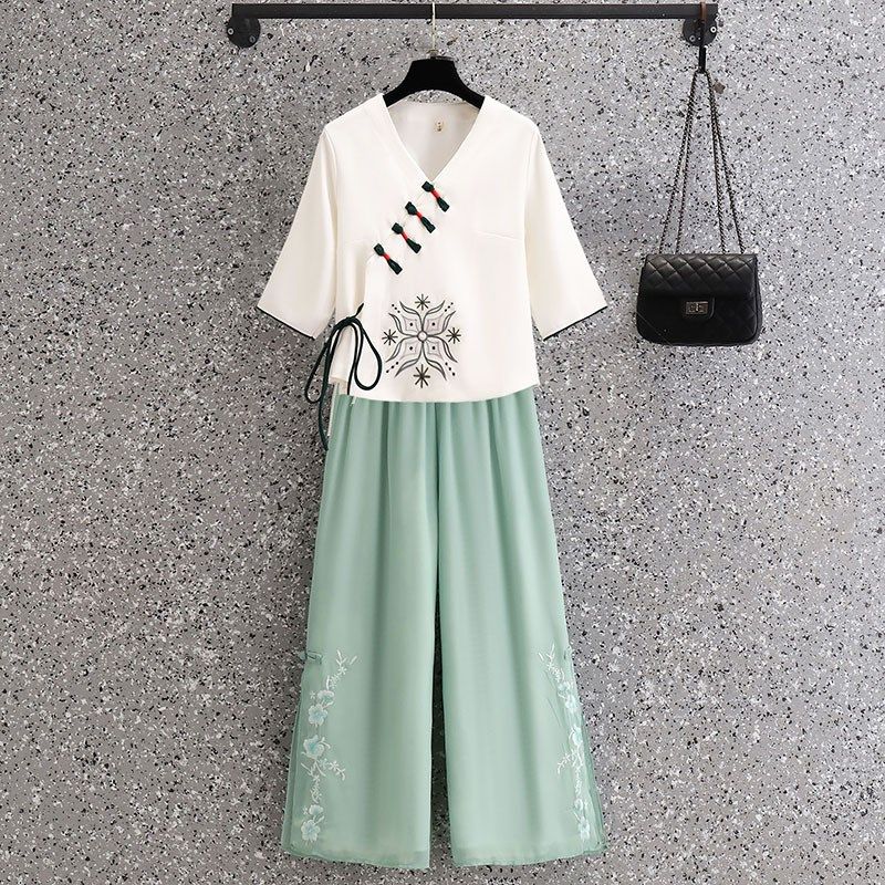 新中式汉服上衣民国学生服改良旗袍套装茶艺养生采耳师工作服装女