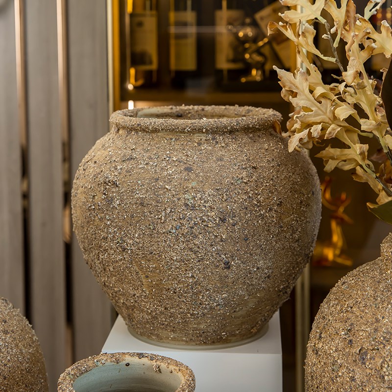 景德镇陶瓷复古新中式桌面陶罐侘寂风摆件玄关电视柜插花水培花瓶