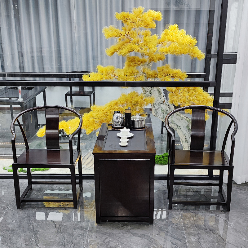 朴房新中式阳台茶桌茶台移动花梨木沙比利小茶几玄关柜餐边全实木