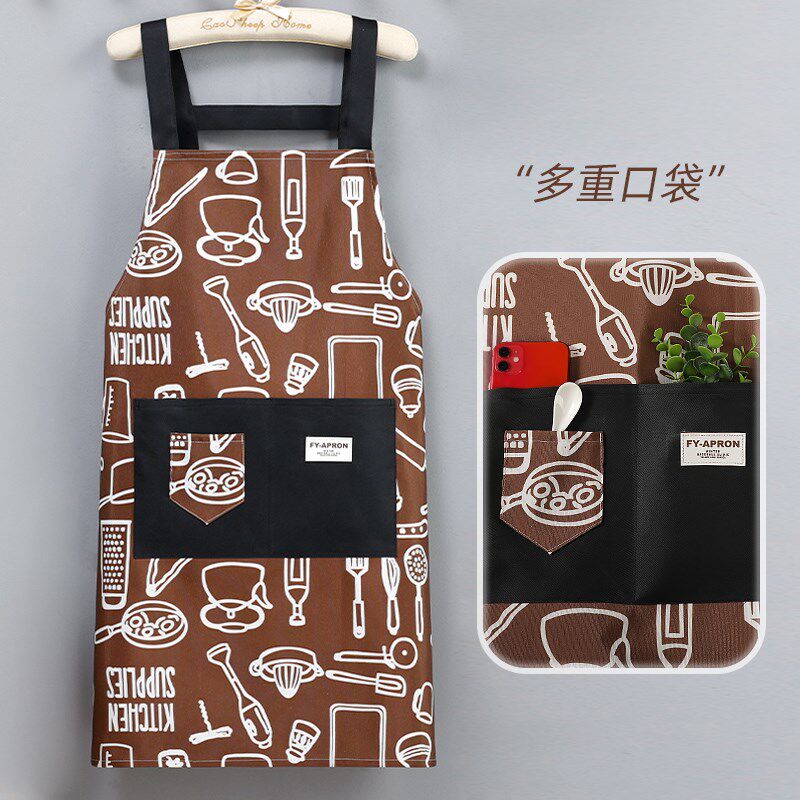 帆布围裙女夏季薄款可爱卡通围腰耐洗耐磨防脏防污餐饮专用工作服