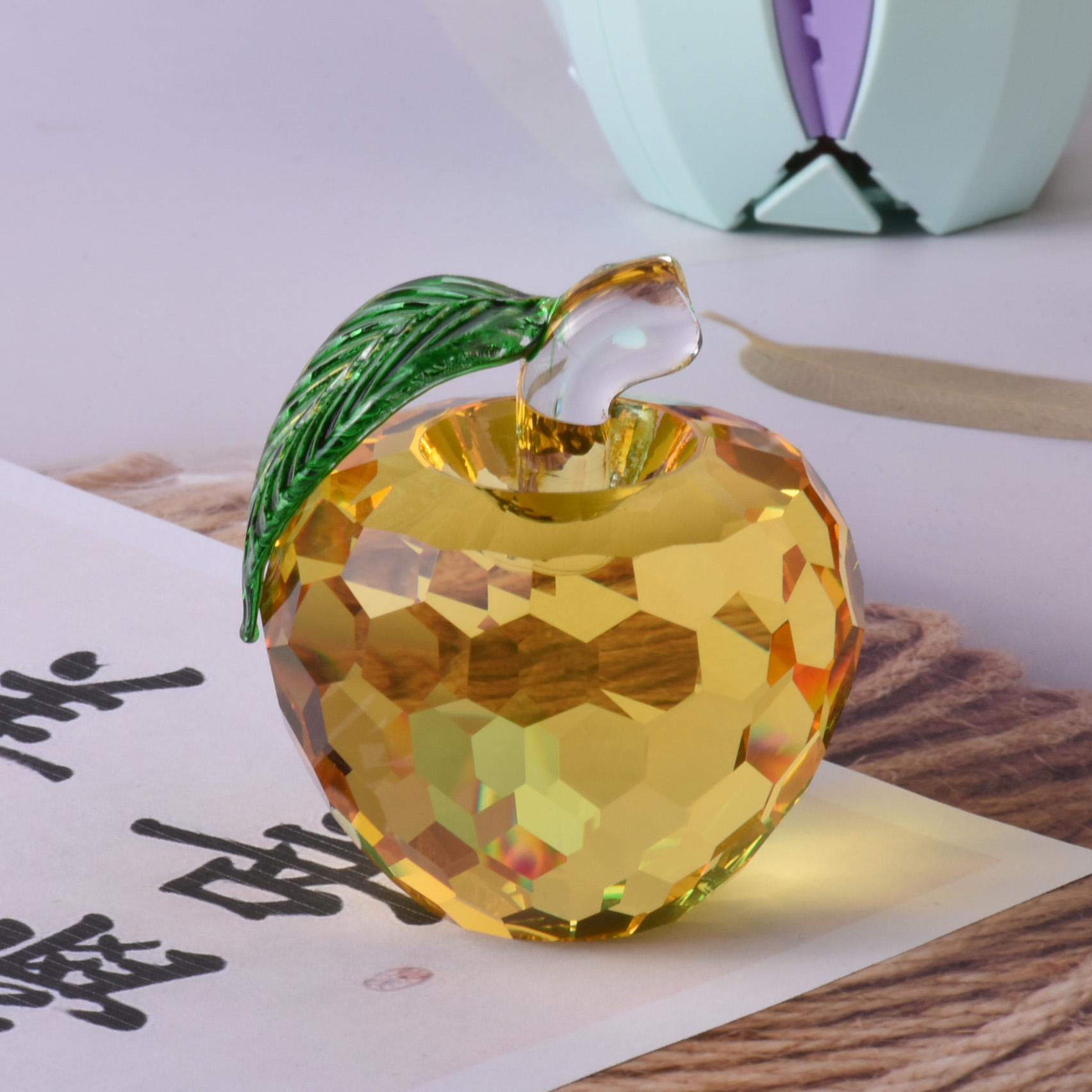 水晶苹果摆件创意生日礼物