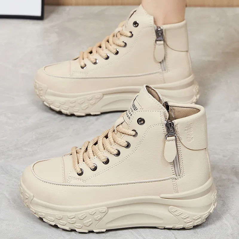 鞋子女休闲鞋大码百搭女鞋侧拉链中筒鞋舒适不累脚单鞋厚底增高鞋,女鞋,时尚芭蕾鞋,淘宝优惠券,粉丝福利购,淘宝优惠卷