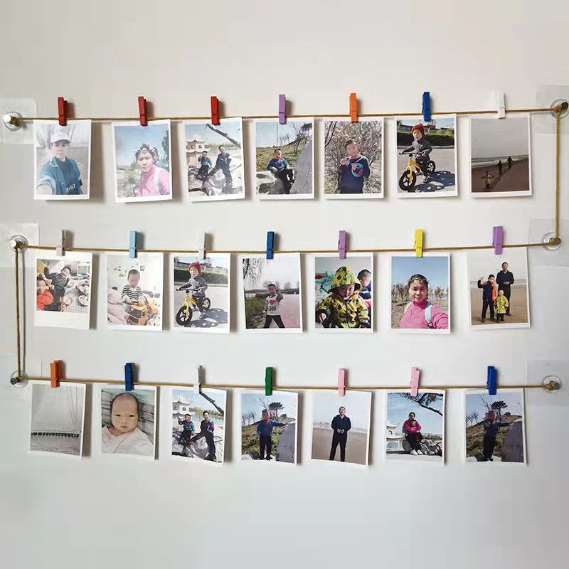照片墙装饰彩色小木夹子diy装饰网格挂墙网红创意个性班级文化墙