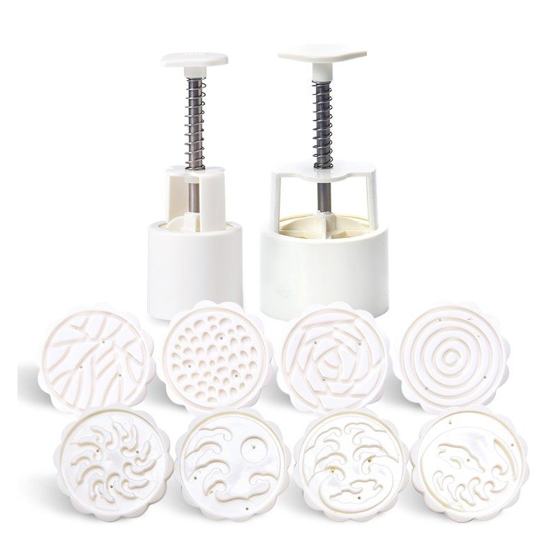 展艺冰皮月饼模具 圆形绿豆糕卡通家用手压式50g100g套餐烘焙工具