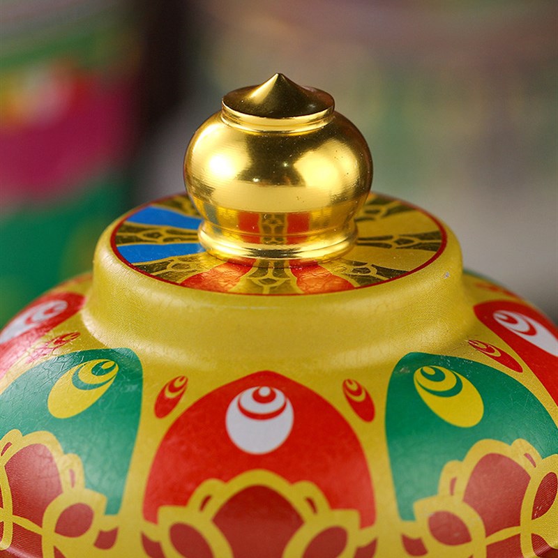 藏式彩绘合金家用电动转轮室内客厅插电式转筒桌面摆件六字五色选