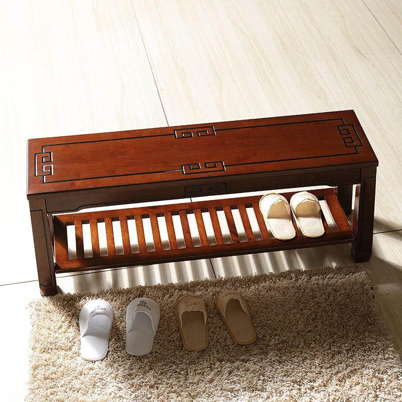 新中式换鞋凳家用 门口实木中式简约玄关可坐收纳换鞋凳子 床尾凳