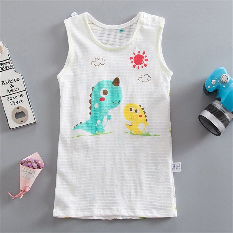 夏季宝宝背心睡袍 婴儿浴袍纯棉男女童睡裙薄款家居服 儿童睡衣服