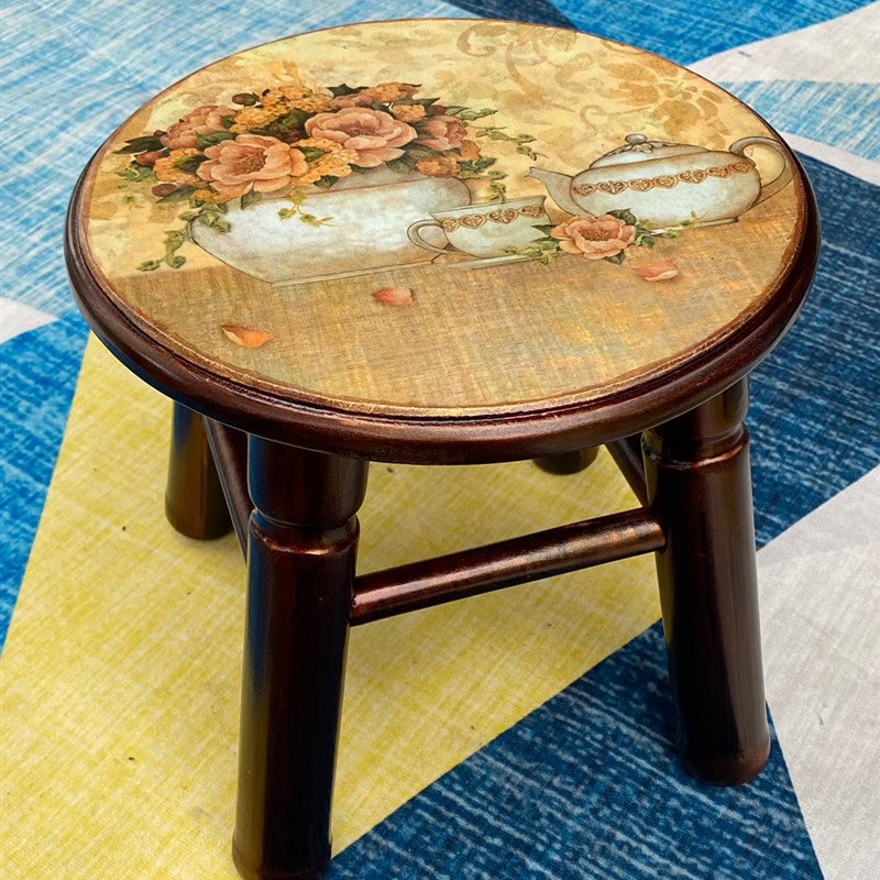 美式乡村 田园凳子 欧式凳子实木矮凳小圆凳小板凳家用凳多款可选
