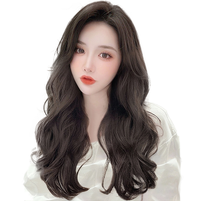 真人发丝假发片一片式增发量蓬松头顶u型无痕假发女长卷发接发片