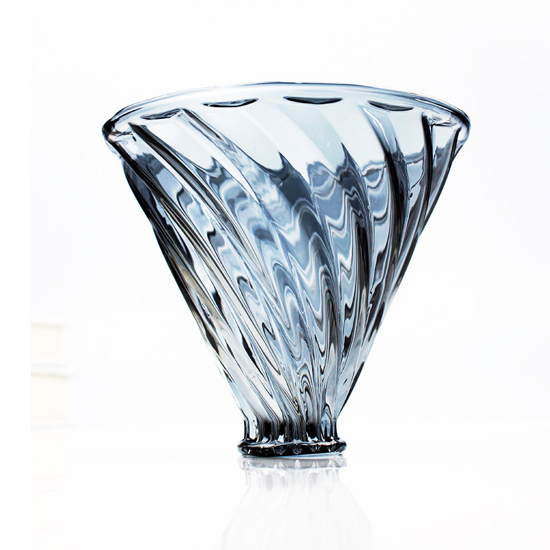 轻奢灰手冲咖啡壶套装耐热玻璃分享壶胡桃木托滤杯V60咖啡过滤器