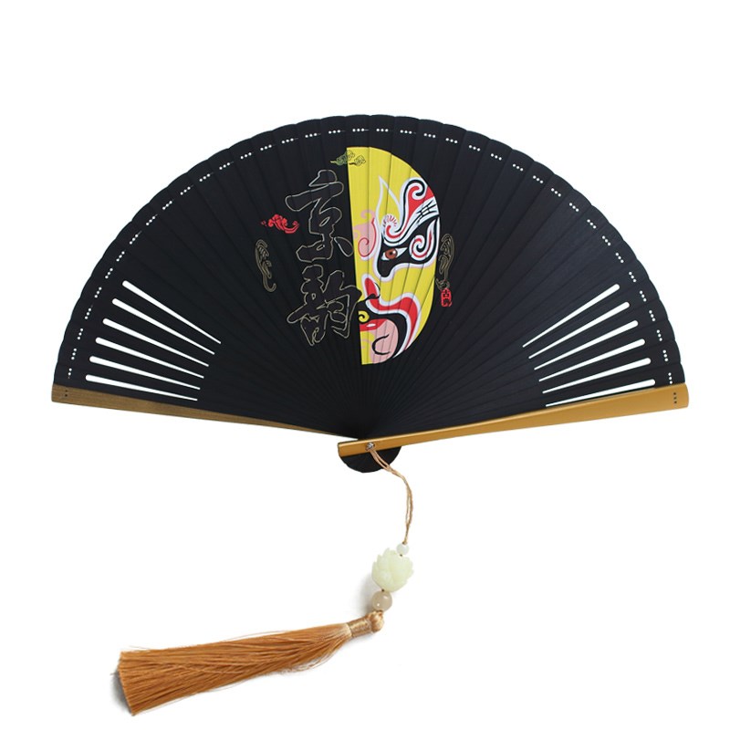 京韵折扇女扇子中国风全竹雕刻京剧扇礼品折扇舞蹈扇旗袍表演扇