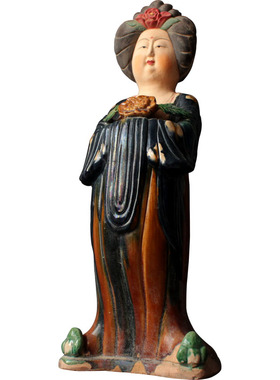 唐三彩仕女摆件陶瓷陶俑手工复古胖妞电视柜玄关书架古董仿古收藏