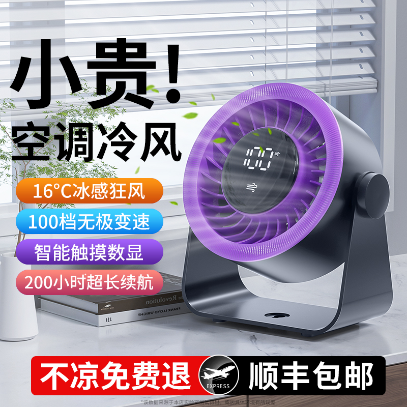 桌面风扇2026新款小风扇办公室超静音小型usb充电超长续航迷你制冷降温神器台式电扇宿舍床头空调扇学生上课