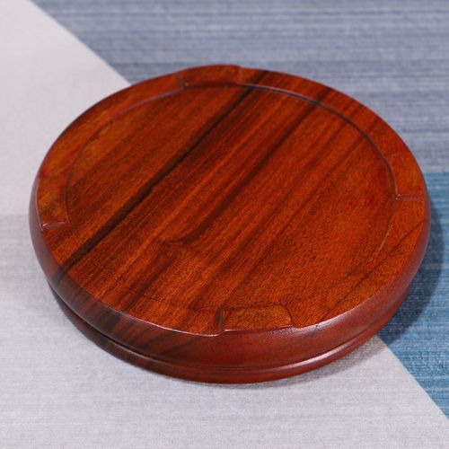 实木质实心圆形花瓶底座石头鱼缸花盆酒坛佛像茶壶工艺品摆件托架