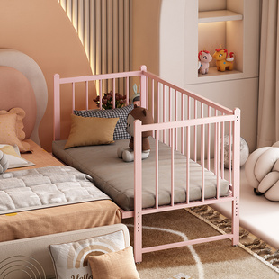 儿童拼接床带延边无缝衔接安全防摔宝宝单人床加高护栏铁艺婴儿床