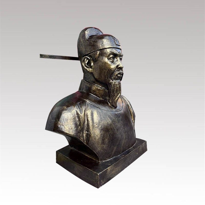 定制玻璃钢彷铜彰显宗人物雕像铸铜户外校园古代文人书法家半身像