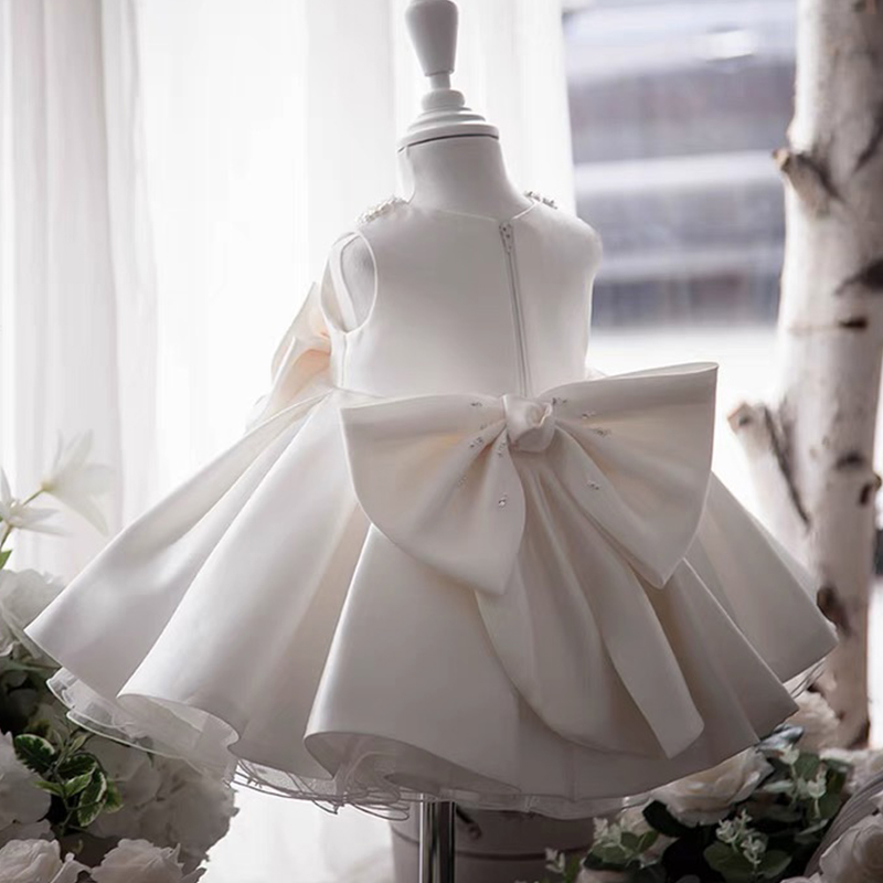 宝宝周岁礼服女2023新款女童抓周衣服连衣裙儿童公主裙小主持钢琴