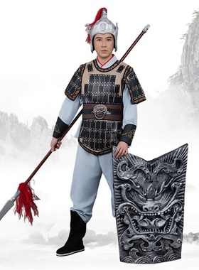 戏曲古装影视舞台演出盔甲男士兵小兵服装战场戏服古代将士服装