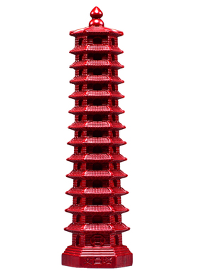 红色木雕十三层文昌塔摆件实木13层文昌塔客厅玄关书房装饰工艺品