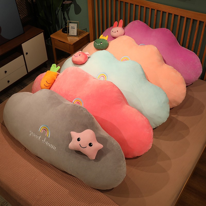 冬季毛绒云朵靠枕床头大号靠背垫可拆洗床上学生宿舍抱枕女生睡觉