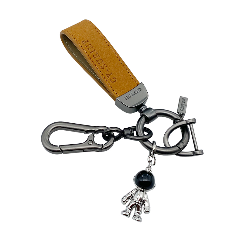 翻毛皮汽车钥匙扣太空人宇航员挂件男女士高档挂饰钥匙链圈环腰挂