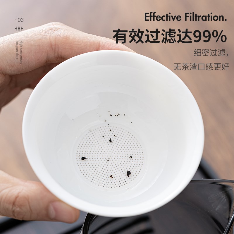 羊脂玉瓷茶漏茶滤公道杯一体茶叶过滤器泡茶滤网茶水分离茶具配件