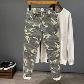 新款 2025个性 字母牛仔裤 港风潮男夏季 嘻哈ins潮高街潮流痞帅长裤