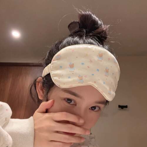 ins风可爱小熊冰丝眼罩遮光睡眠专用办公室午休缓解眼疲劳学生女