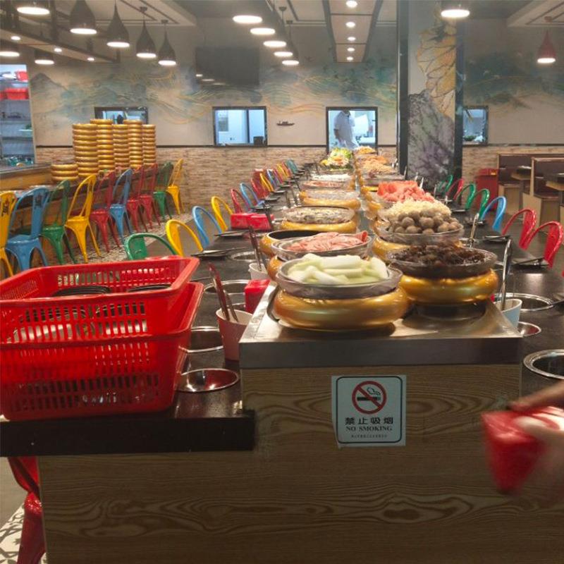 厂家供应定做旋转火锅设备小火锅传送带链条回旋输送餐台定制