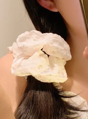 森系碎花大肠发圈2025秋冬新款韩系温柔高颜值ins风发绳超仙发饰