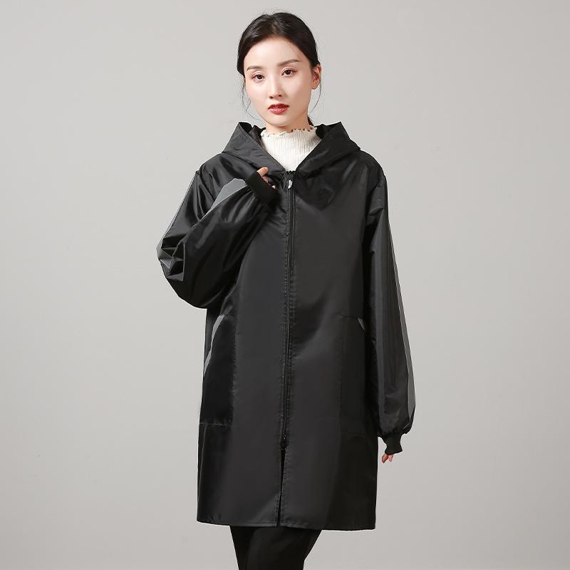 春秋罩衣成人女防水防污家用厨房围裙外穿长袖拉链工作服男士大人