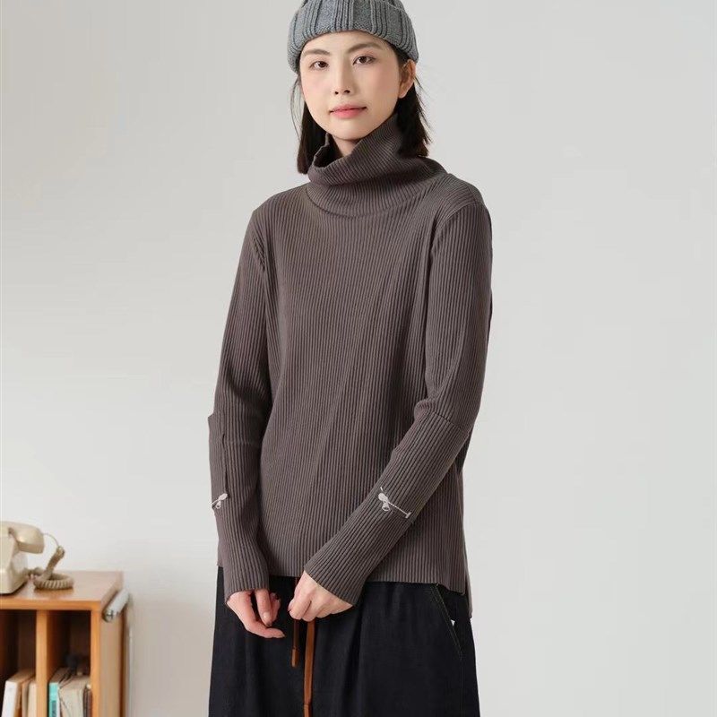 初唯讠木2024秋冬新款女装33339休闲文艺高领百搭针织打底衫显瘦