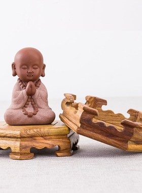 六边形底座 雕刻工艺品鸡翅木摆件实木托架奇石头花盆文昌塔底座