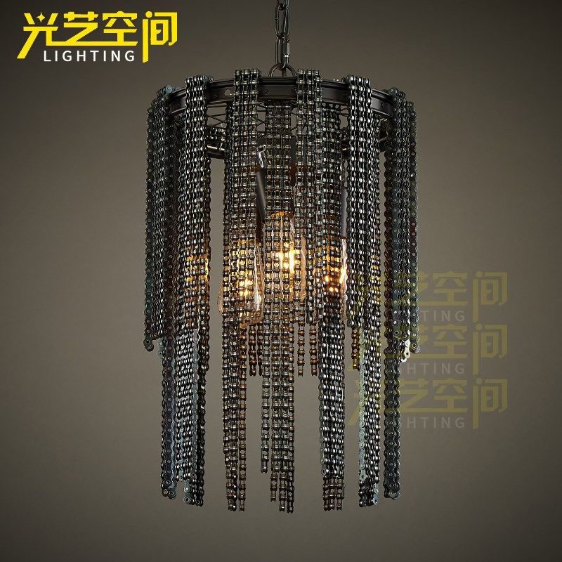 单车链美式欧式客厅复古怀旧工业创意广东酒吧咖啡厅吧台餐厅吊灯