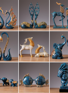 欧式客厅酒柜装饰品摆件家居房间创意电视柜工艺品卧室招财鹿节庆