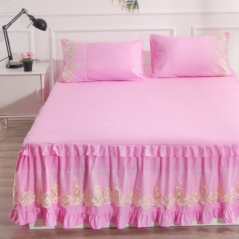 2019新款夏季蕾丝床罩裙式荷叶边1.8米床裙单件防滑1.5床群防尘罩