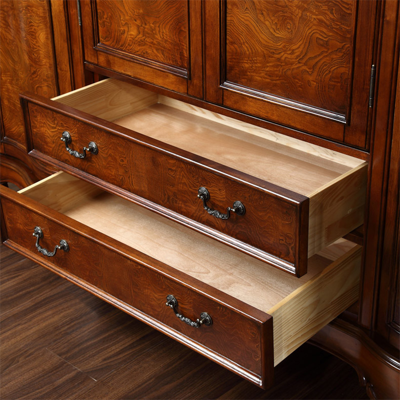 美式衣柜实木四门衣橱欧式定做衣柜卧室乡村大衣柜卧室储物收纳柜