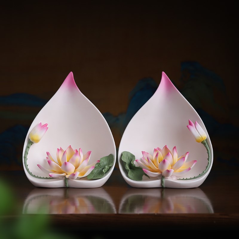 北沃一路连升莲花线香香插摆件陶瓷客厅家居桌面办公室乔迁礼品