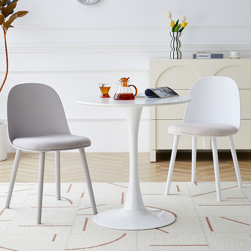 圆桌子简约白色咖啡奶茶店餐桌休闲洽谈桌北欧阳台郁金香小圆桌椅
