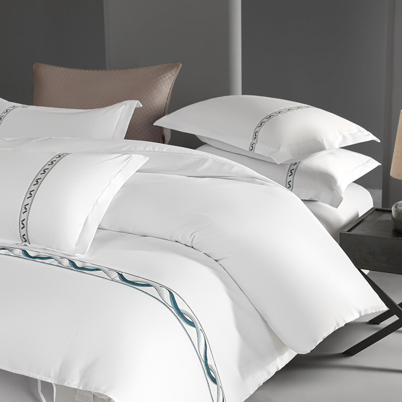 酒店床品四件套宾馆床上用品民宿布草纯白色被套床单床笠被子定制